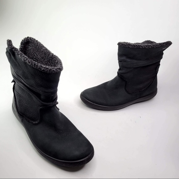 Ecco Shoes | Ecco Women's Waterproof Gore Black Leather Fleece Trim Winter Boots 42 or 11.5 | Color: Black | Size: 11.5 | Hemlocknlaurel's Closet